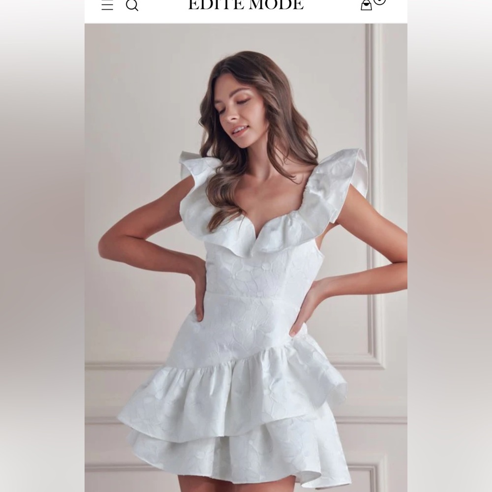 DO+BE White Ruffle Mini Dress